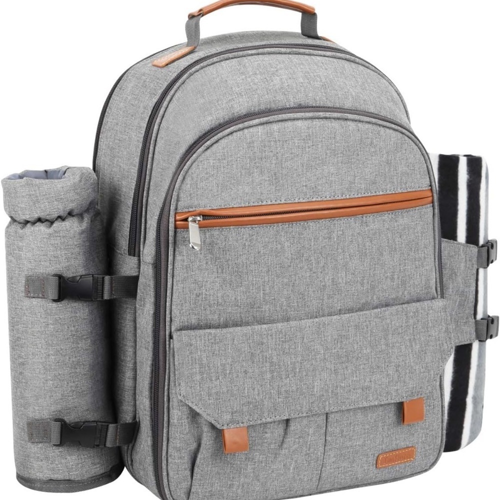 Gray and Brown picnick Backpack